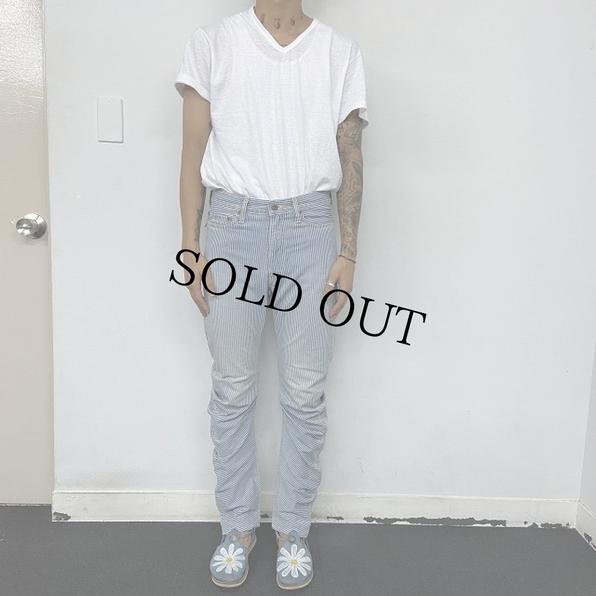 画像3: KAPITAL ストライプ×ボーダー柄 デニムパンツ W31 (3)