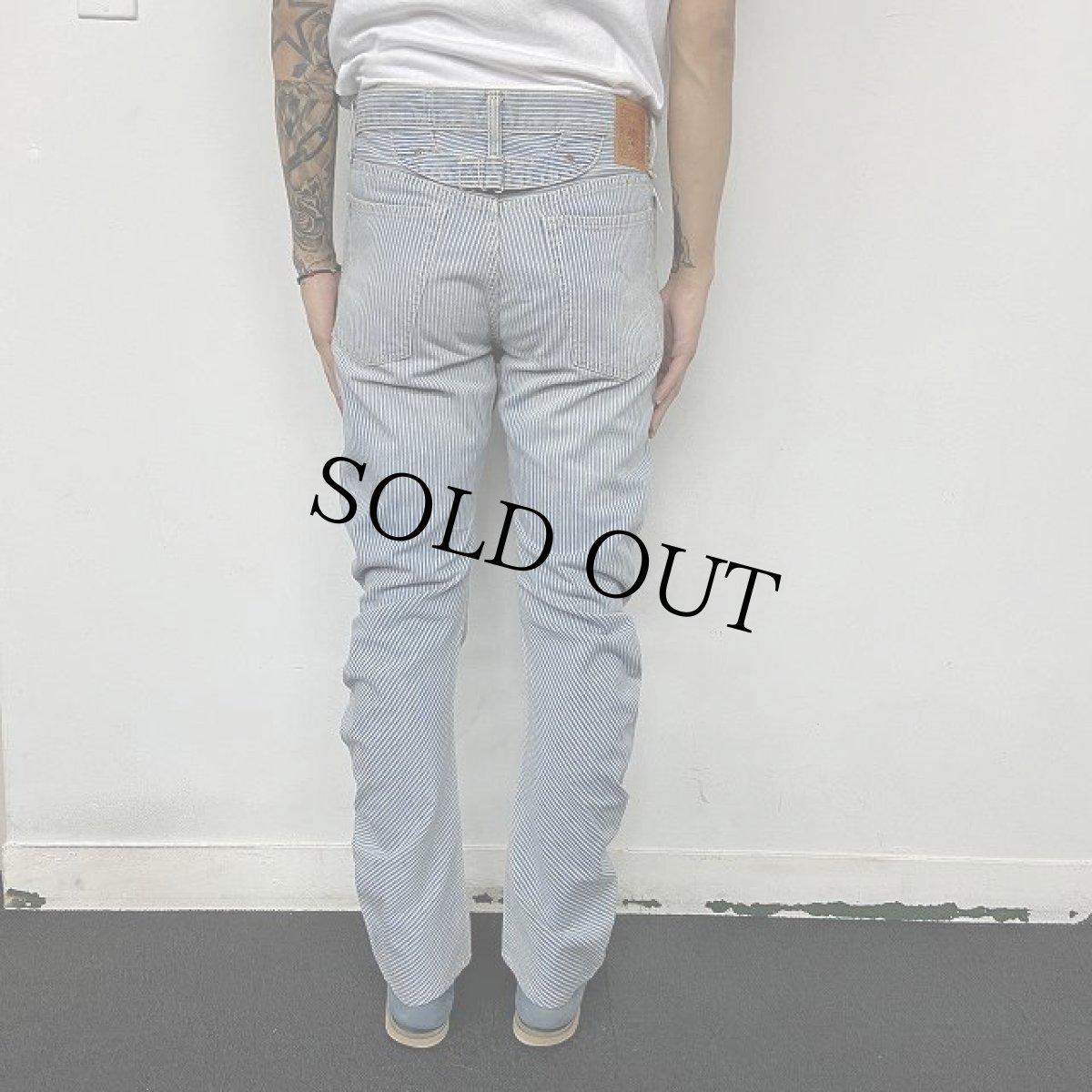 画像6: KAPITAL ストライプ×ボーダー柄 デニムパンツ W31 (6)