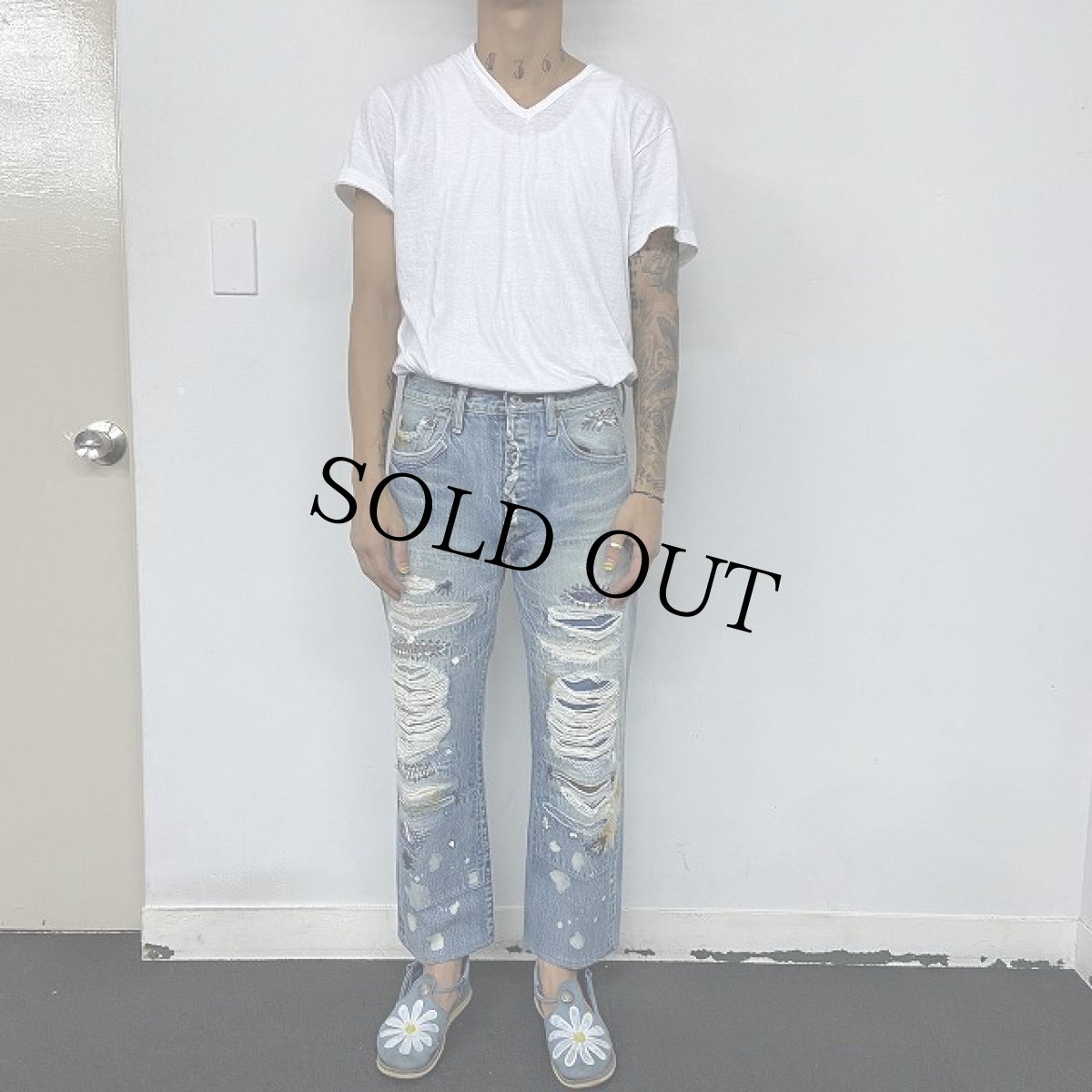 画像3: KAPITAL クラッシュデニムパンツ W29 (3)