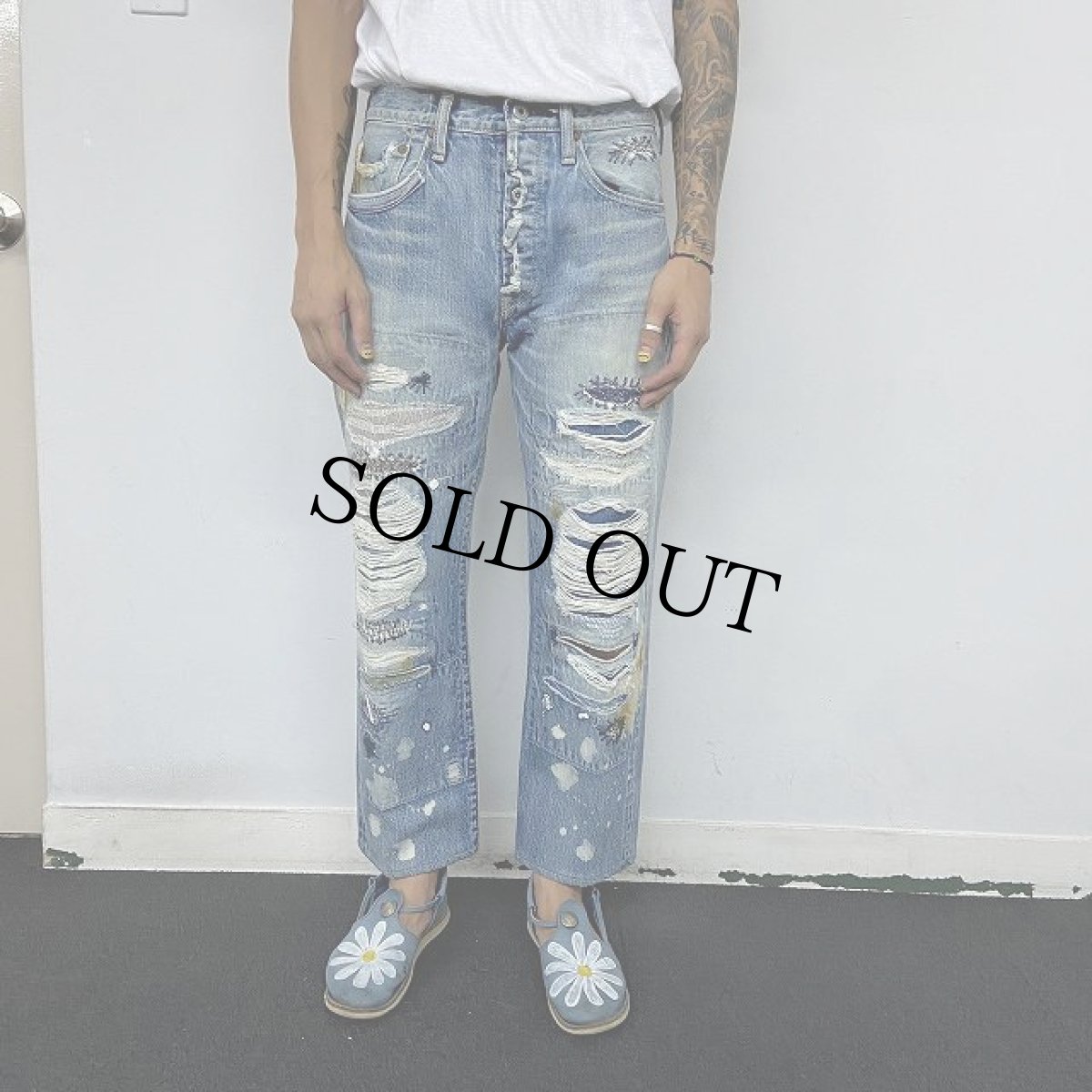 画像4: KAPITAL クラッシュデニムパンツ W29 (4)