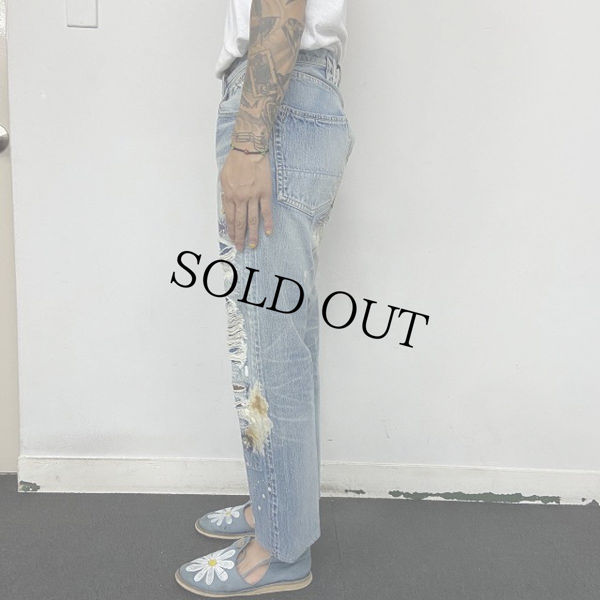 画像5: KAPITAL クラッシュデニムパンツ W29 (5)