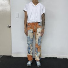 画像3: KAPITAL KOUNTRY パッチワーク×刺し子 カラーデニムパンツ W28 (3)