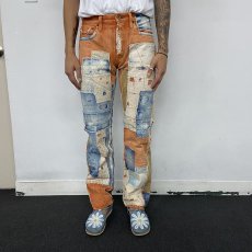 画像4: KAPITAL KOUNTRY パッチワーク×刺し子 カラーデニムパンツ W28 (4)
