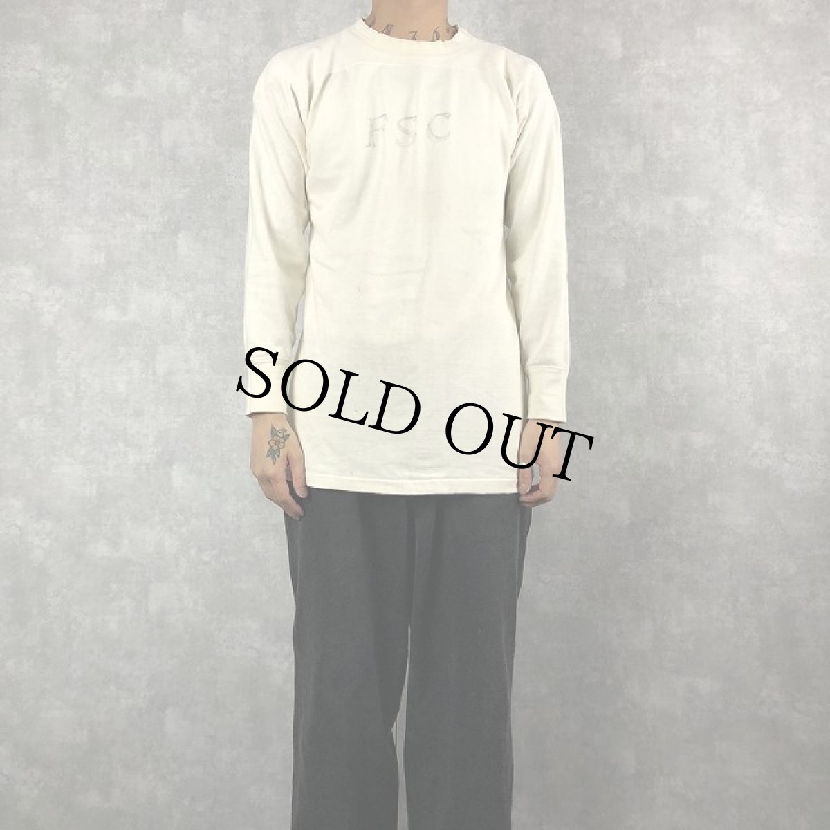 画像3: 40's Champion デカランタグ ステンシル入り フットボールTシャツ 42 (3)