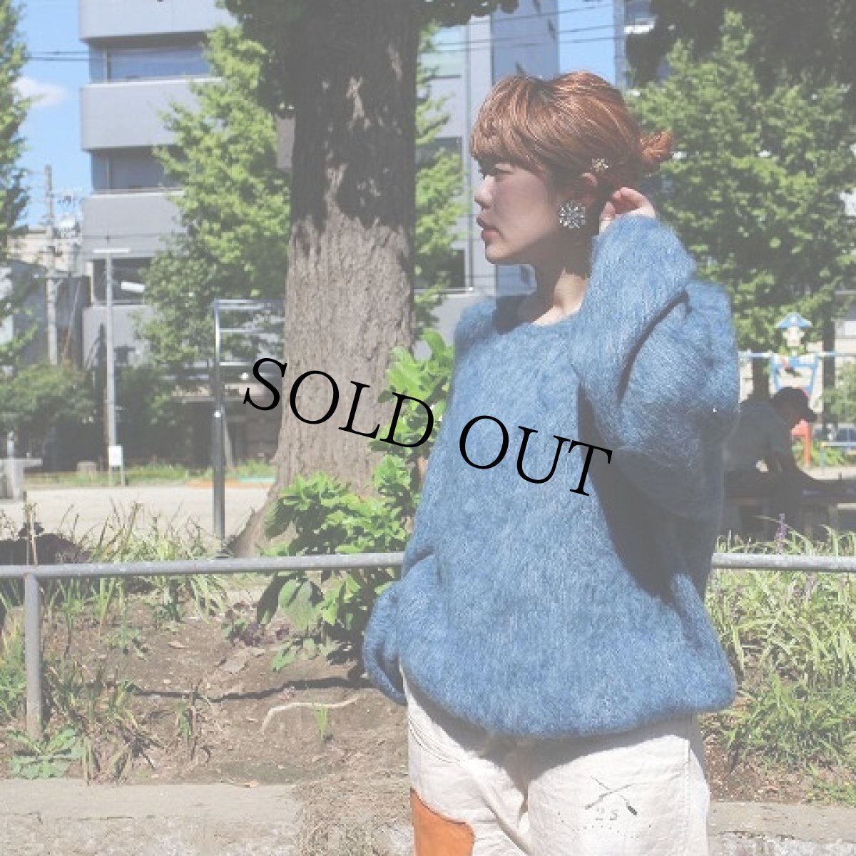 画像5: STRANGE TRIP "MIX MOHAIR BIG KNIT" GRAY×BLUE 【L】 (5)