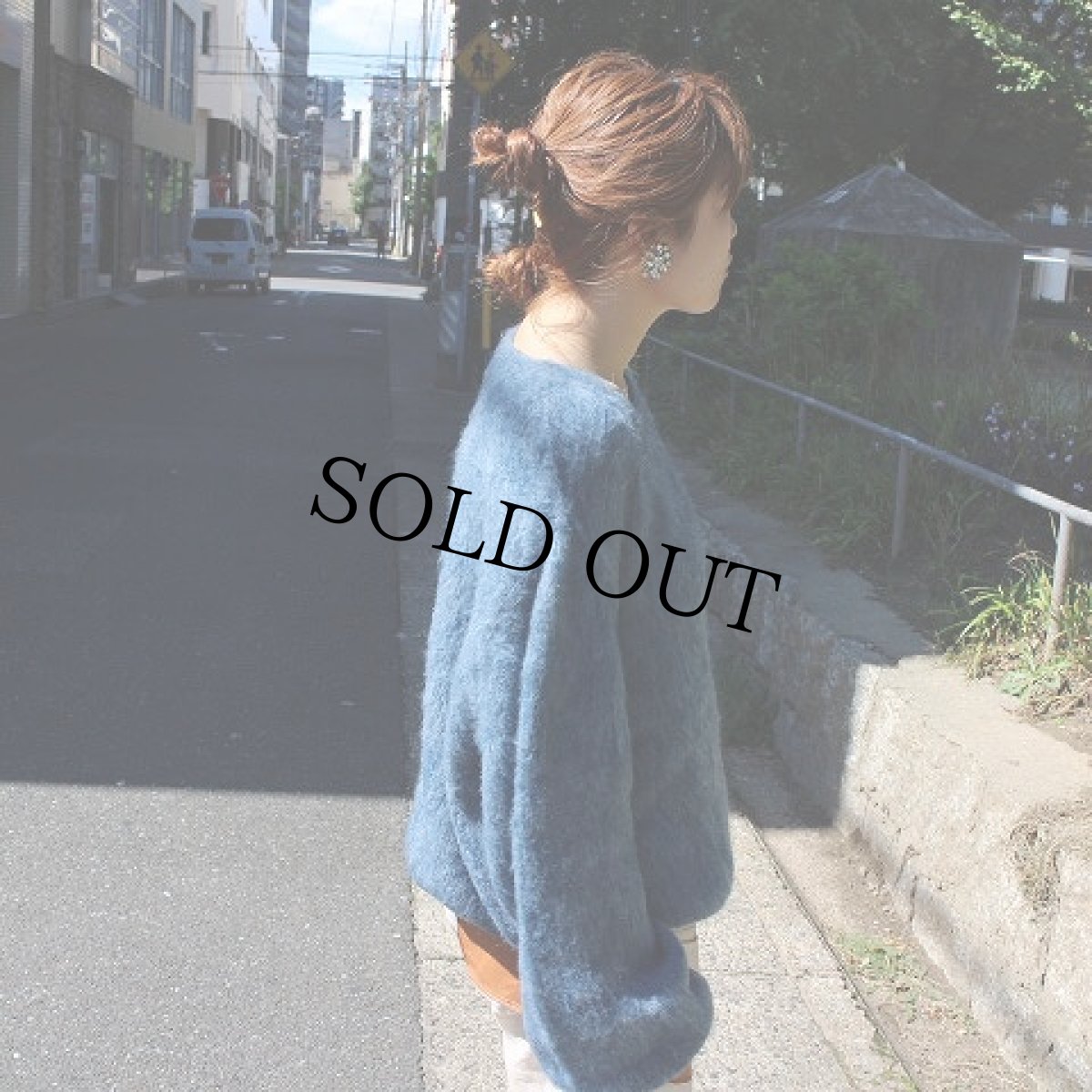 画像8: STRANGE TRIP "MIX MOHAIR BIG KNIT" GRAY×BLUE 【L】 (8)