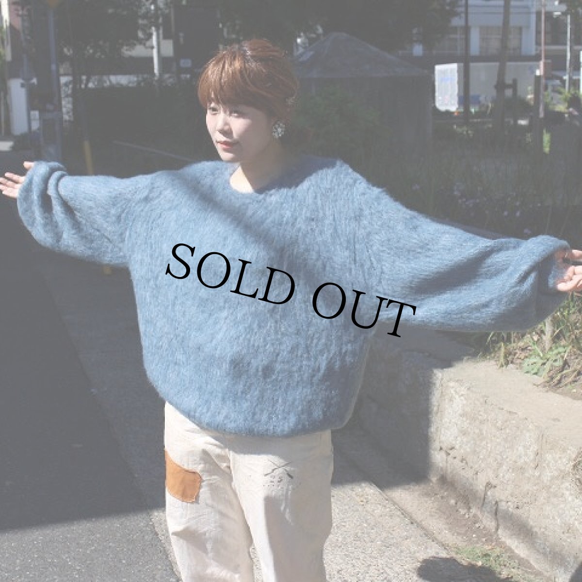 画像9: STRANGE TRIP "MIX MOHAIR BIG KNIT" GRAY×BLUE 【L】 (9)