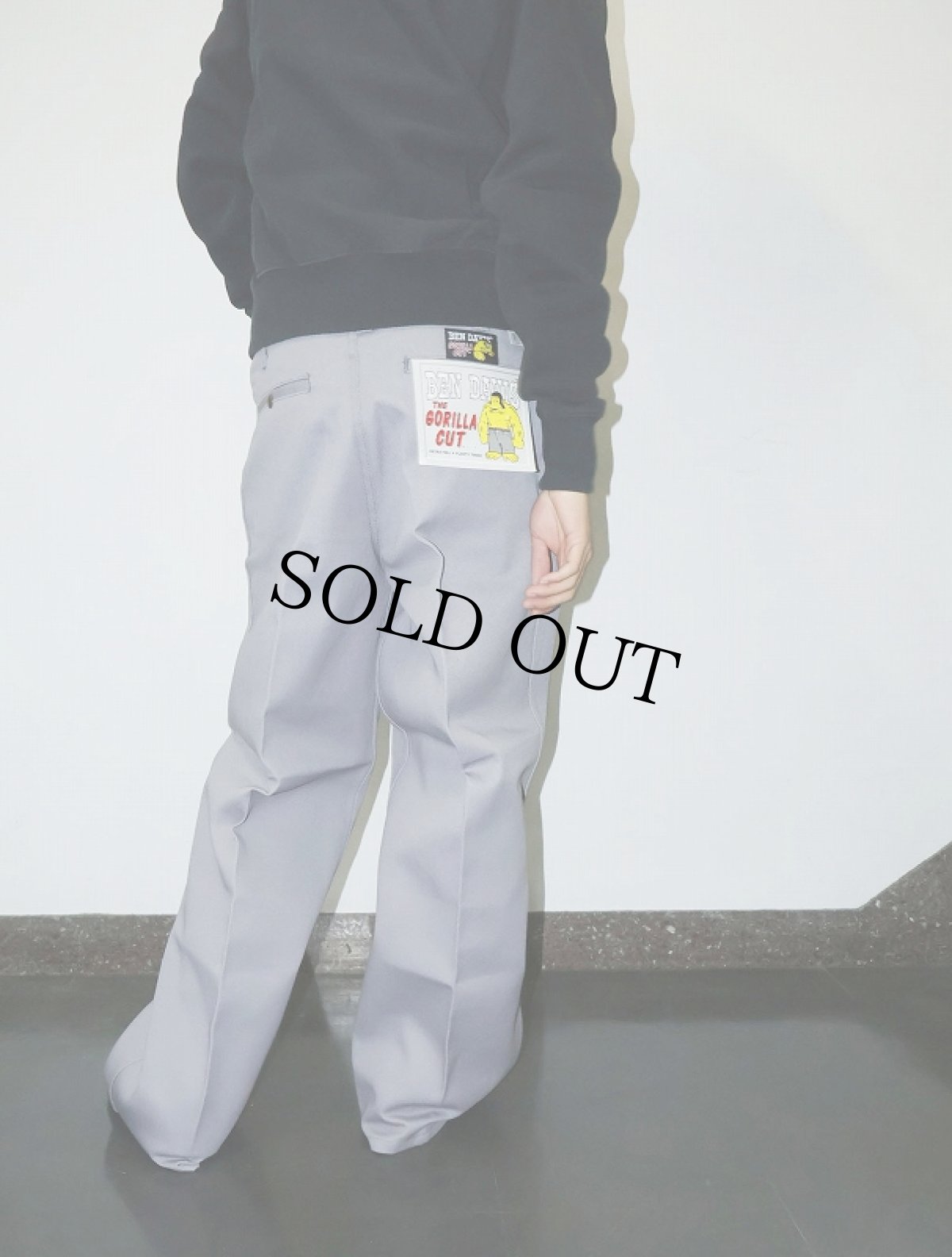 画像1: BEN DAVIS "THE GORILLA CUT" ゴリラカットパンツ LT. GREY フラッシャー付き未使用品 W34 L30 (1)