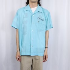 画像3: 70's Hilton USA製 チェーン刺繍 ボウリングシャツ XL (3)
