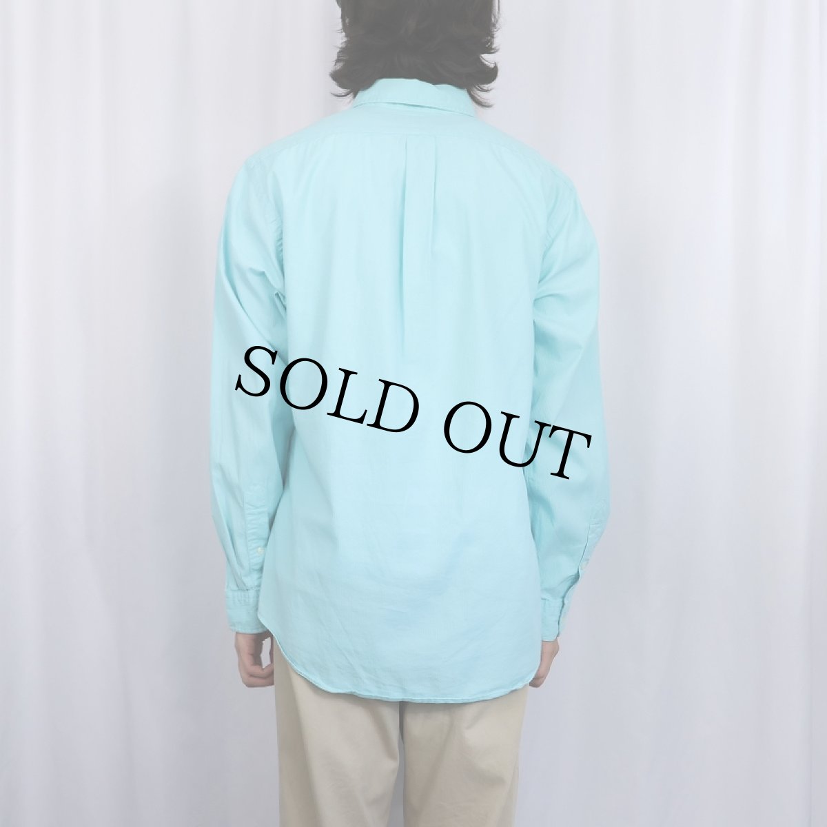 画像3: Ralph Lauern "CUSTOM FIT" ストライプ柄織り コットンボタンダウンシャツ L (3)