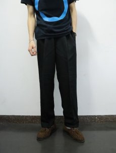 画像2: claiborne 2タック リネン×レーヨンスラックス BLACK W35 (2)