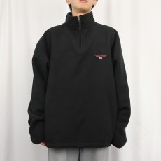画像2: 90's POLO SPORT Ralph Lauren ロゴ刺繍 ハーフジップ フリースジャケット BLACK XXL (2)