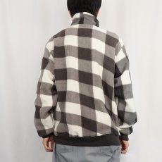画像3: 90's TRADER BAY バッファローチェック柄 ハーフジップ フリースジャケット L (3)