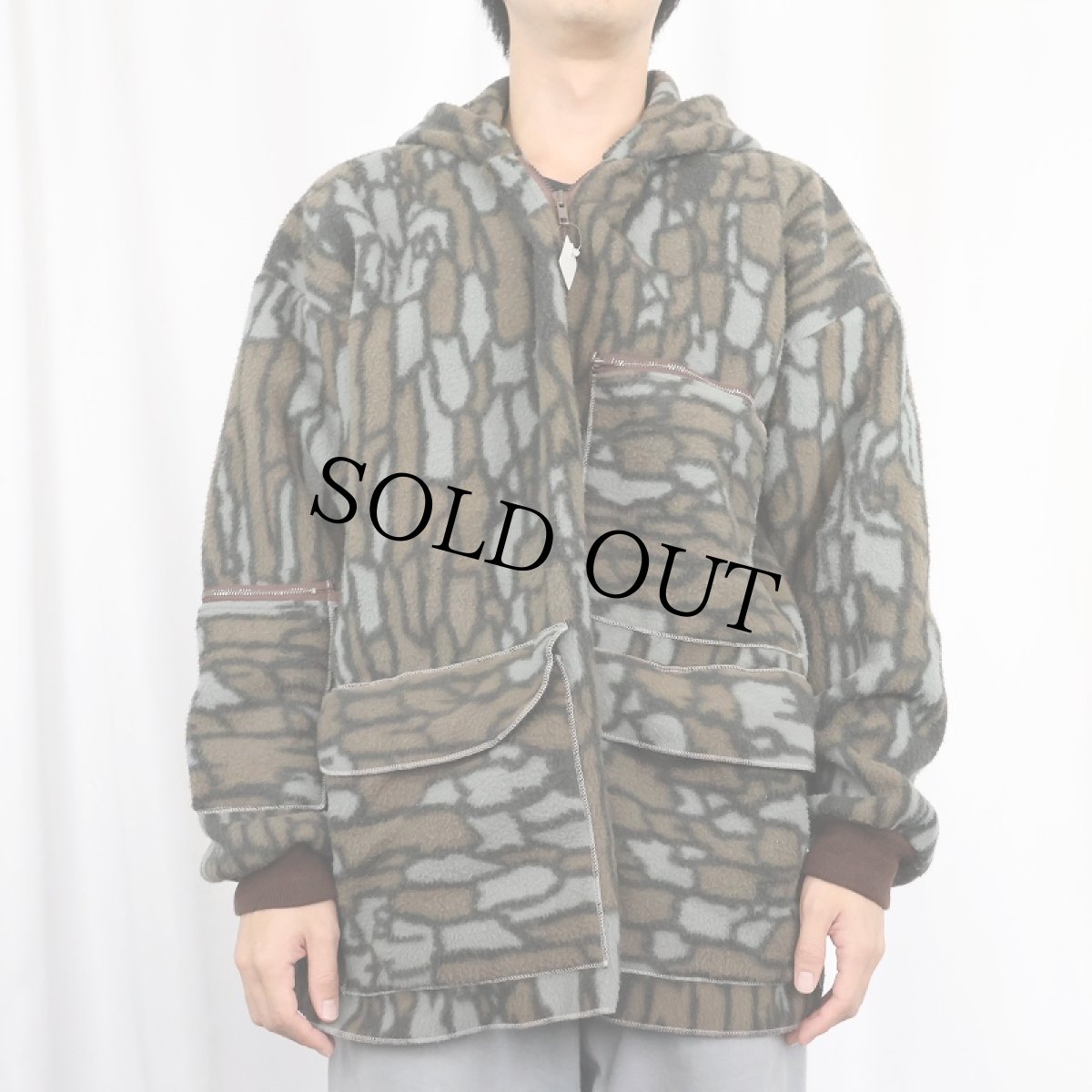 画像2: CLASSIC CAVES トレバークカモ柄 フリースジップパーカー (2)