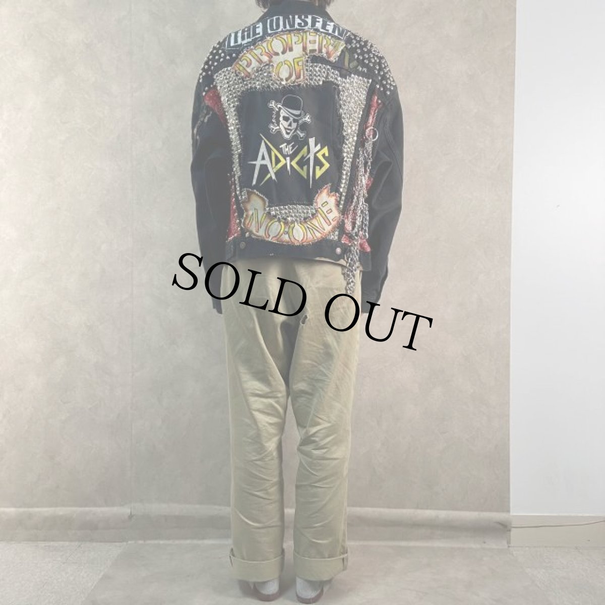 画像5: Levi's 70598-4159 スタッズ&ブリーチデザイン カスタムブラックデニムジャケット L (5)