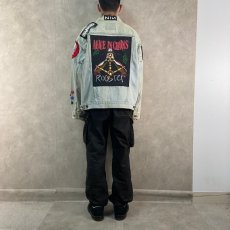 画像5: 90's Levi's 70507-0313 USA製 バンド缶バッチ&ワッペン付き カスタムデニムジャケット L (5)