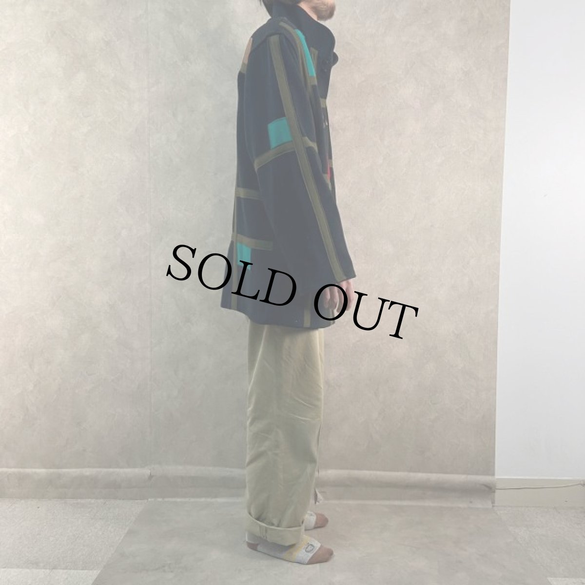 画像3: 80's STEVE EVANS USA製 モンドリアンパターン ウールコート (3)