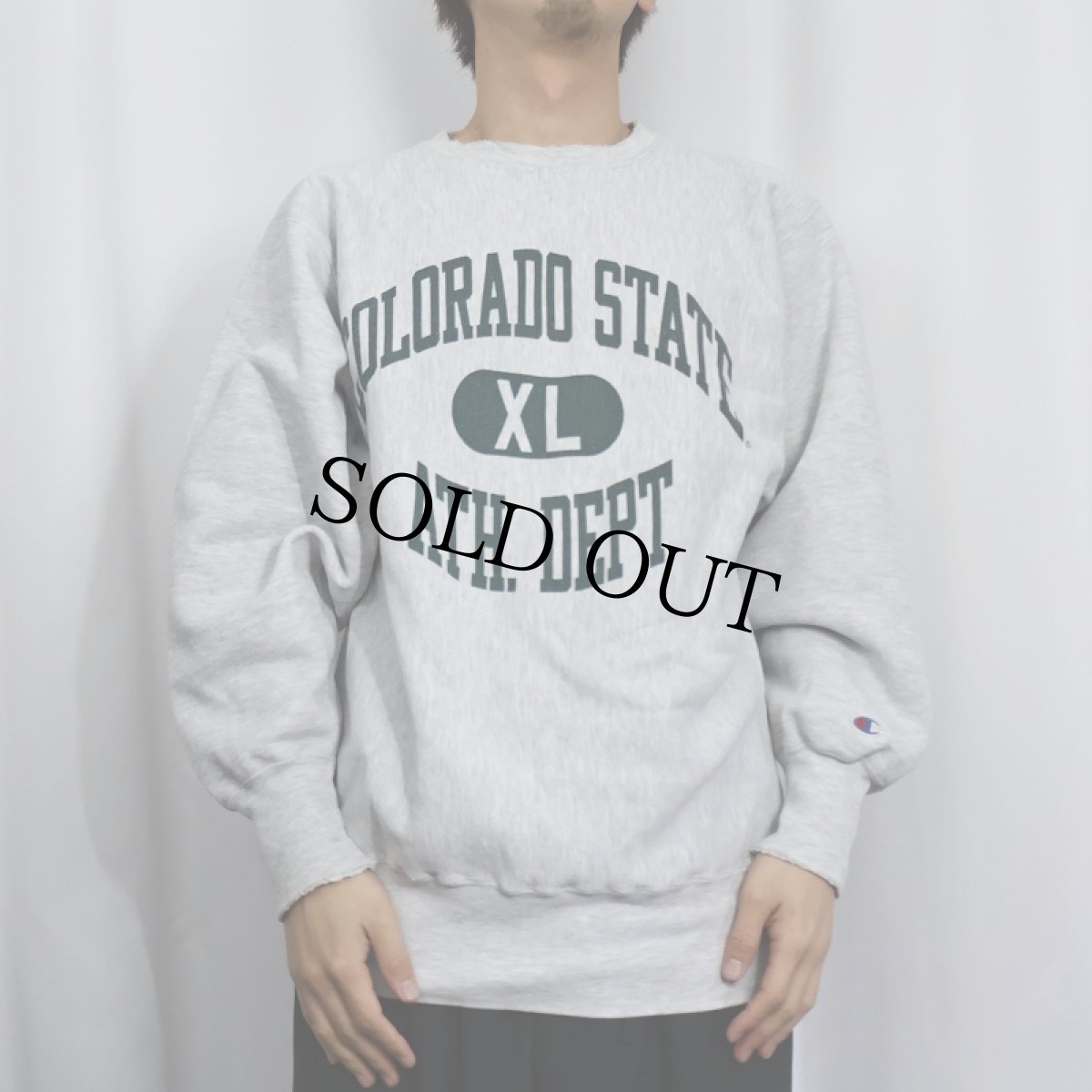画像2: 90's Champion REVERSE WEAVE USA製 "COLORADO STATE ATH. DEPT" 染み込みプリントスウェット XL (2)