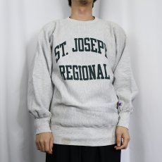 画像3: 90's Champion REVERSE WEAVE USA製 "ST. JOSEPH REGIONAL" 刺繍入り 染み込みプリントスウェット XL (3)