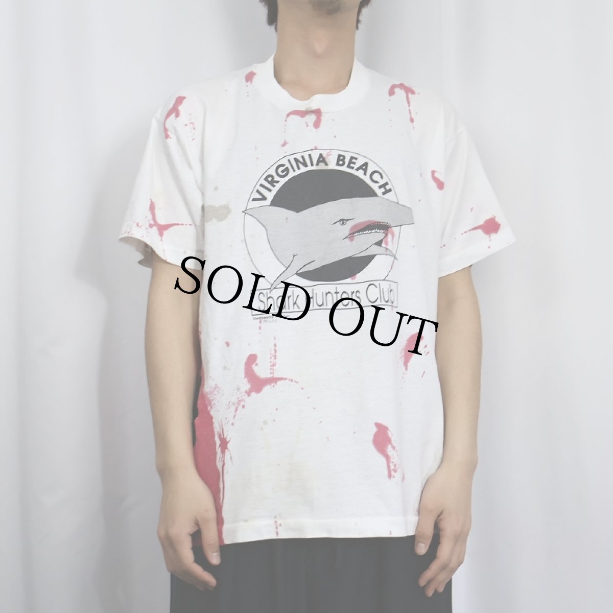 画像3: 90's USA製 "Shark Hunters Club" ギミック サメプリントTシャツ XL (3)