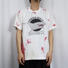 画像3: 90's USA製 "Shark Hunters Club" ギミック サメプリントTシャツ XL (3)