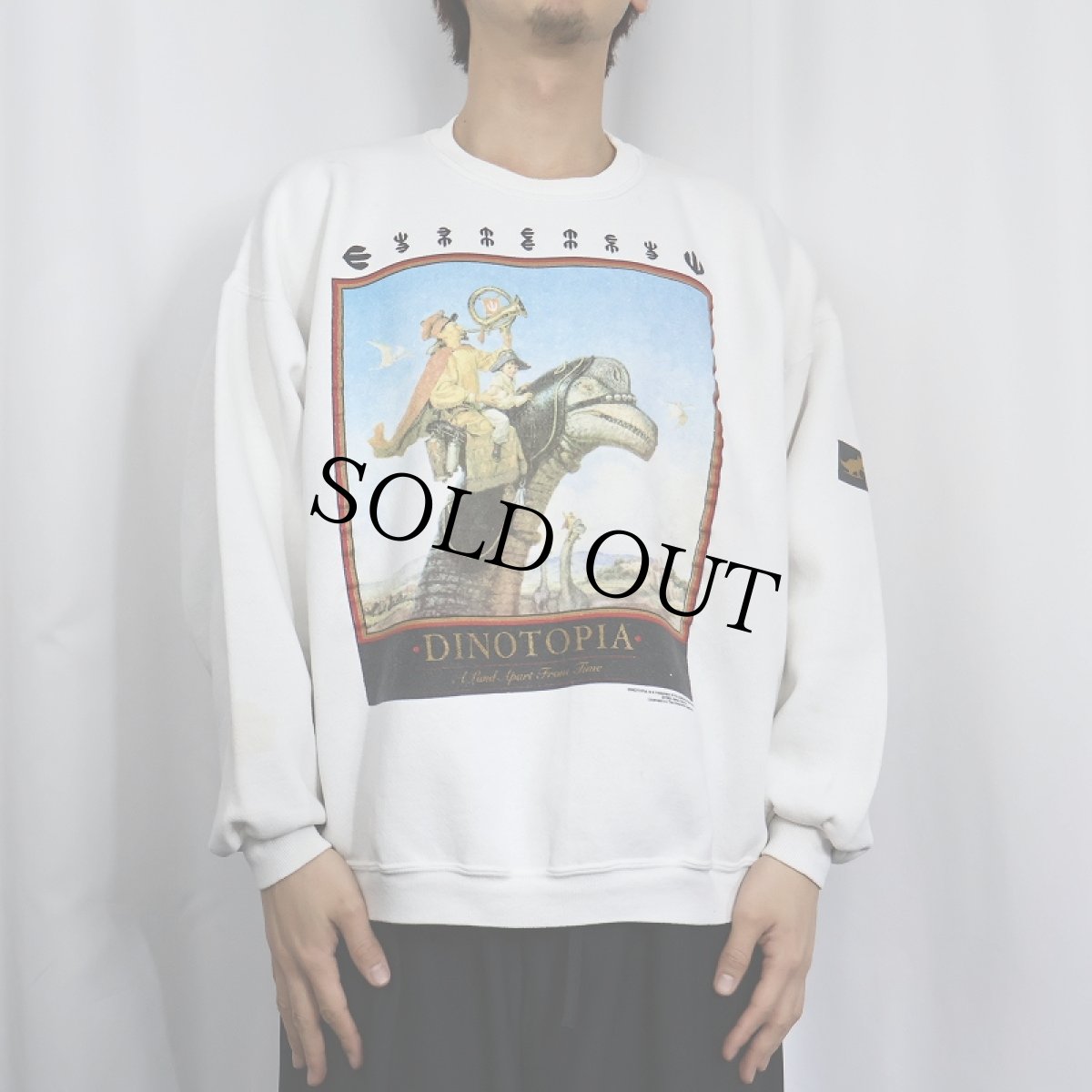 画像2: 90's DINOTOPIA USA製 ファンタジー本プリントスウェット XL (2)