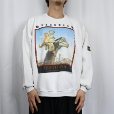 画像2: 90's DINOTOPIA USA製 ファンタジー本プリントスウェット XL (2)