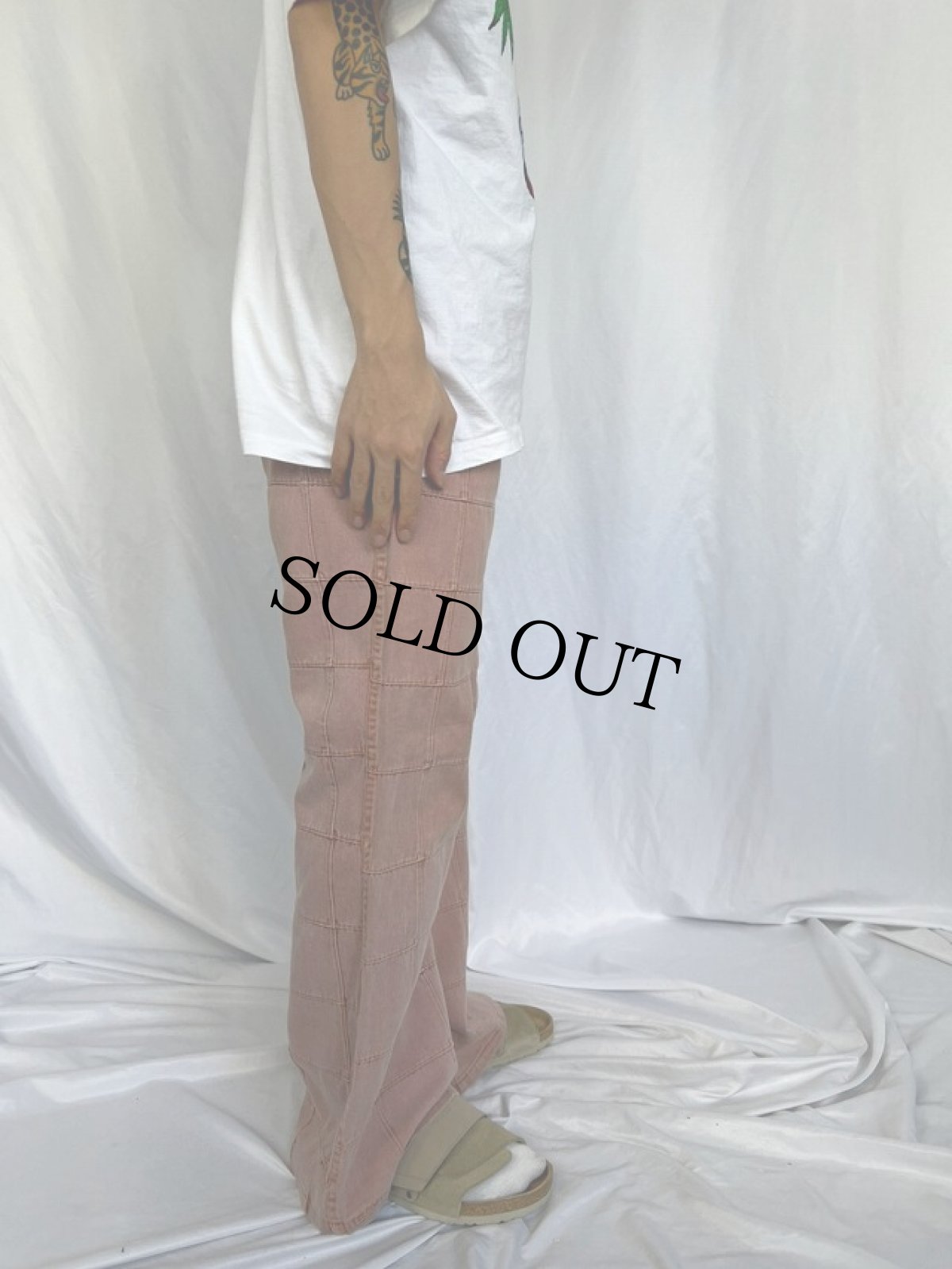 画像3: 70's〜 パッチワーク コットンツイルフレアパンツ W31 (3)