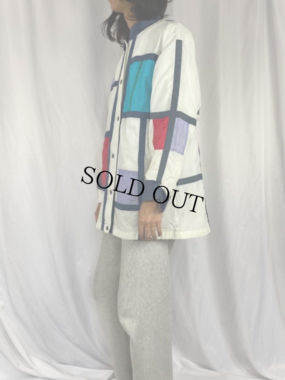 画像3: 90's DANI COLBY モンドリアンパターン ナイロンジャケット (3)