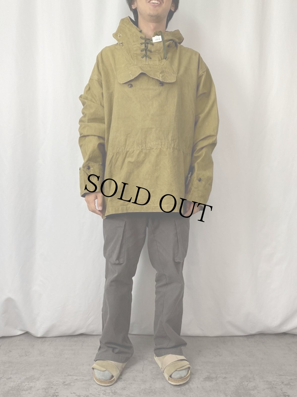 画像2: 50's〜 EURO オイルドコットン レースアップ アノラックパーカー (2)