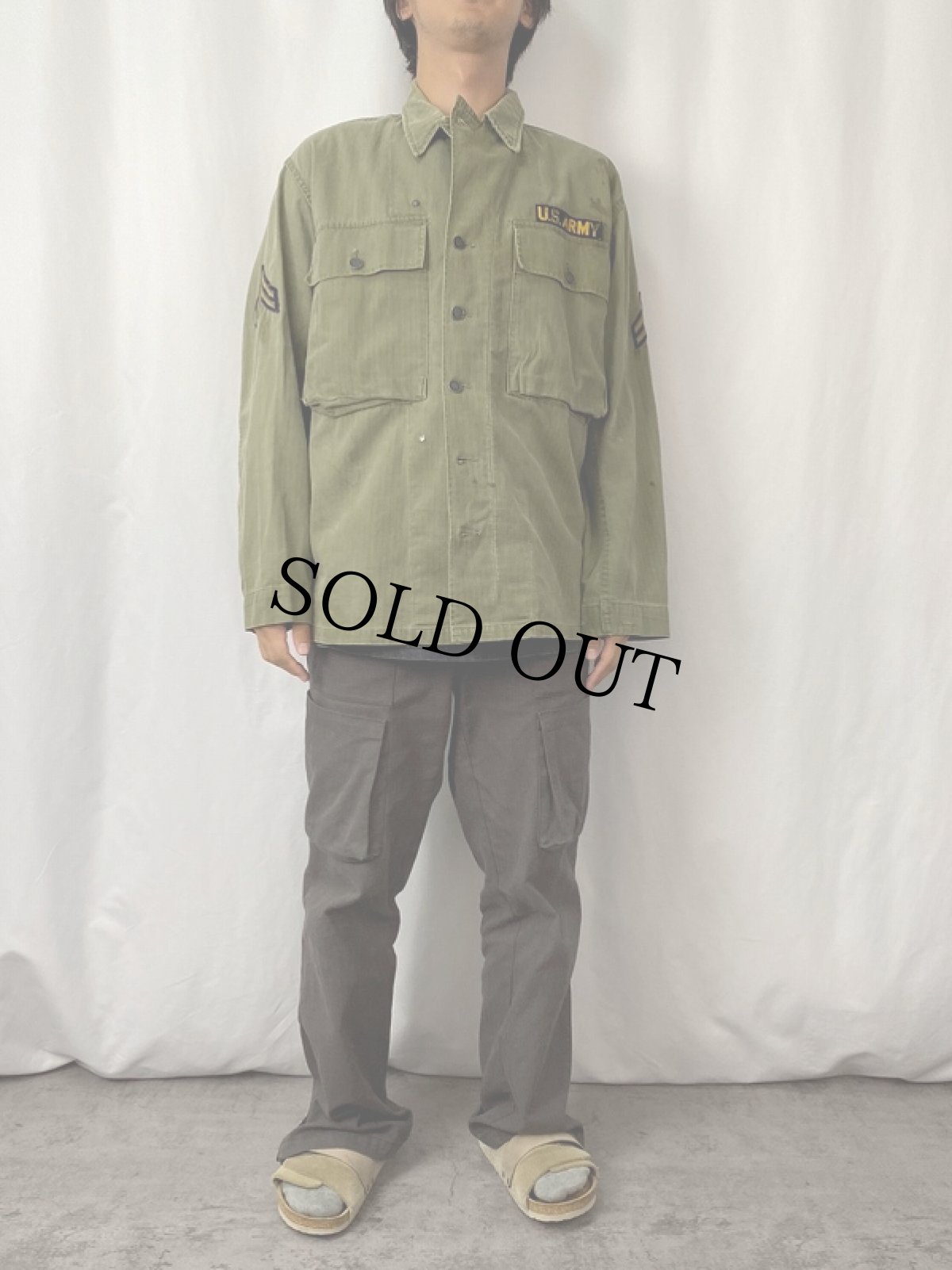 画像2: 40's U.S.ARMY 13スター M-43 HBTジャケット 38R (2)