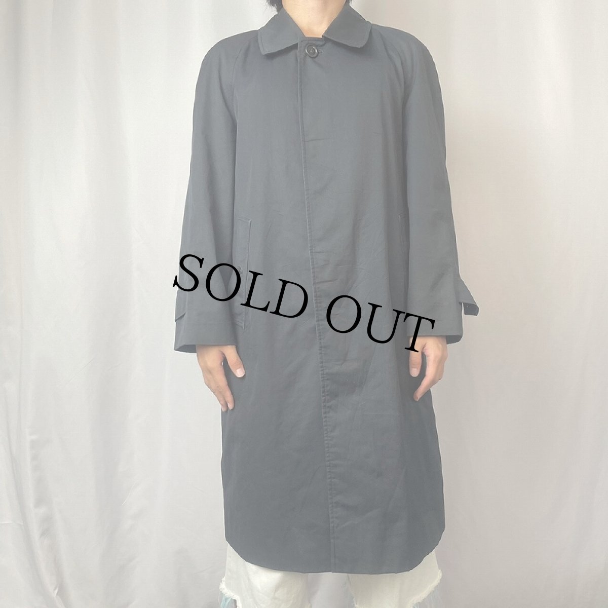 画像2: 80〜90's Burberrys' ENGLAND製 ポリエステル×コットン ステンカラーコート NAVY (2)