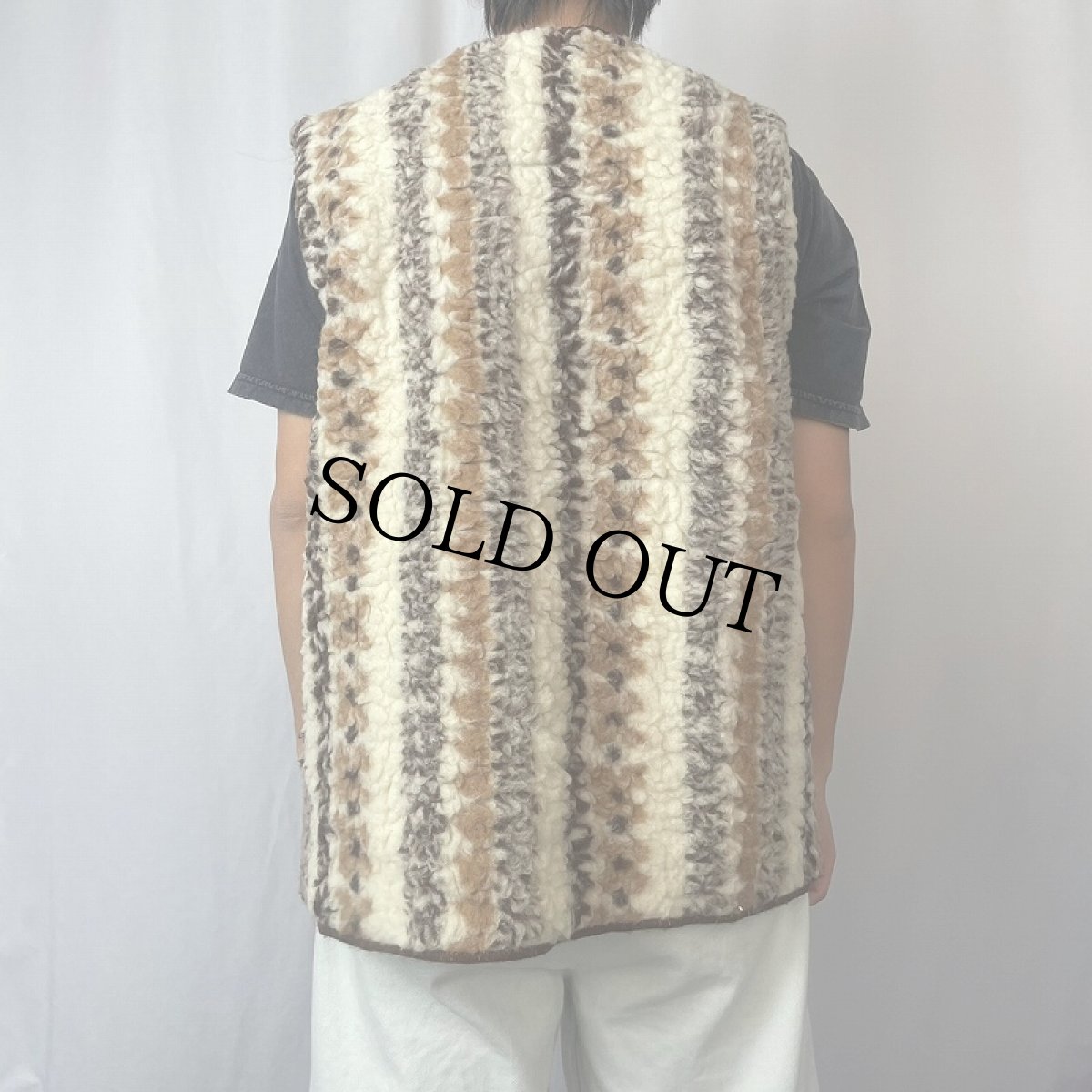 画像3: ストライプ柄 ウールボアベスト (3)