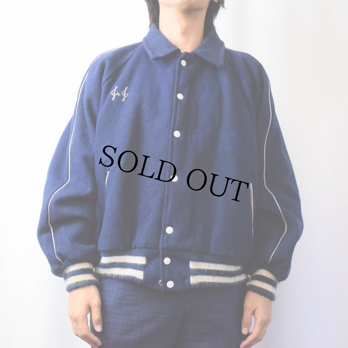 画像4: 70's Empire "Huskies" チェーン刺繍 キルティングライナー メルトンウールスタジャン (4)