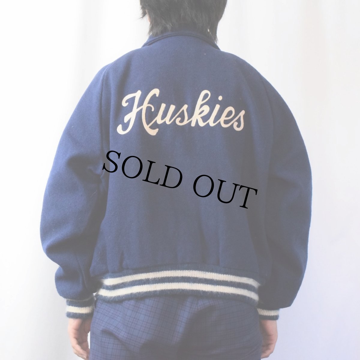 画像5: 70's Empire "Huskies" チェーン刺繍 キルティングライナー メルトンウールスタジャン (5)