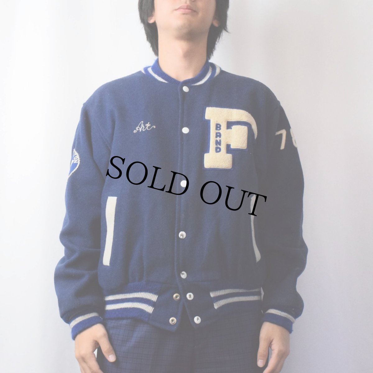 画像3: 70's Fordham felt Works ワッペン付き キルティングライナー メルトンウールスタジャン (3)