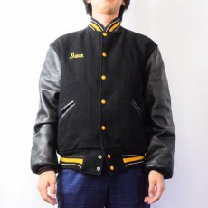 画像3: 80's TROPHY JACKETS USA製 "Bishop Foley" チェーン刺繍 キルティングライナー レザー×メルトンウールスタジャン S (3)