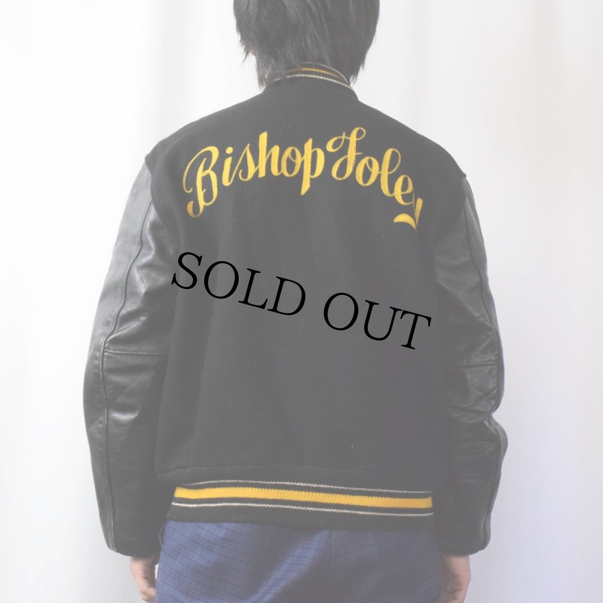 画像4: 80's TROPHY JACKETS USA製 "Bishop Foley" チェーン刺繍 キルティングライナー レザー×メルトンウールスタジャン S (4)