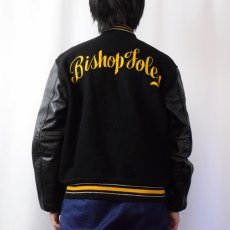 画像4: 80's TROPHY JACKETS USA製 "Bishop Foley" チェーン刺繍 キルティングライナー レザー×メルトンウールスタジャン S (4)