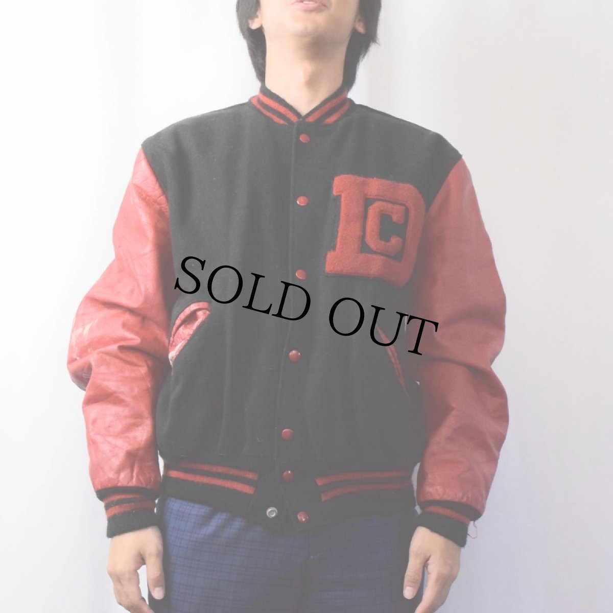 画像2: 70's DeLONG ワッペン付き キルティングライナー レザー×メルトンウールスタジャン SIZE46 (2)