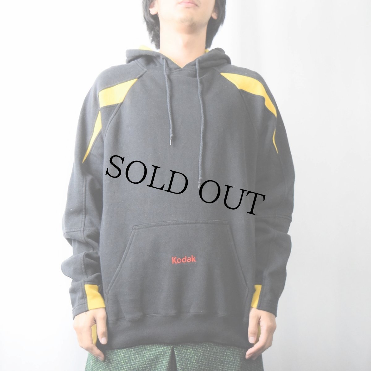 画像2: Kodak ロゴ刺繍 切り替えデザイン スウェットフーディー L (2)