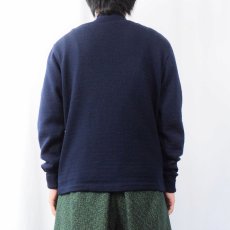 画像3: 50's Shannon and Johnson ピンズ付き レタードニットカーディガン NAVY SIZE42 (3)