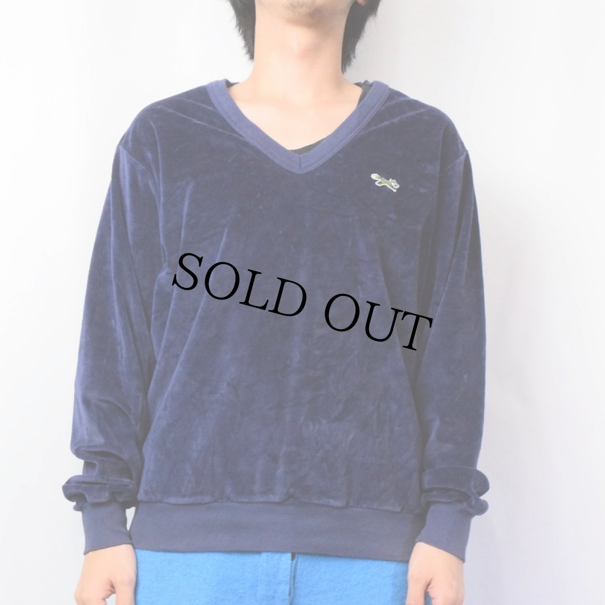 画像2: 80's The Fox JCPaenney Vネック ベロアスウェット L (2)