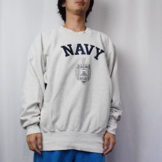 画像2: 90's USA製 REVERSE WEAVE TYPE  "NAVY" プリントスウェット L (2)