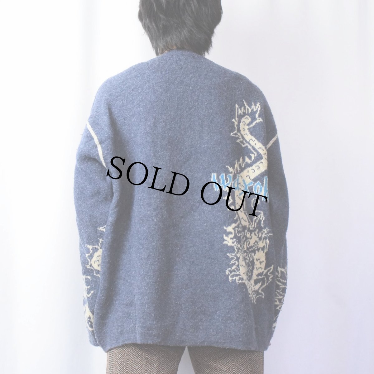 画像3: Waxok 龍柄 ユーロスキーニットセーター NAVY (3)