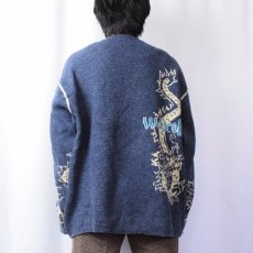 画像3: Waxok 龍柄 ユーロスキーニットセーター NAVY (3)