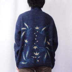 画像3: W.T.BLUE 柄織り ハーフジップ ユーロスキーニットセーター SIZE5 (3)