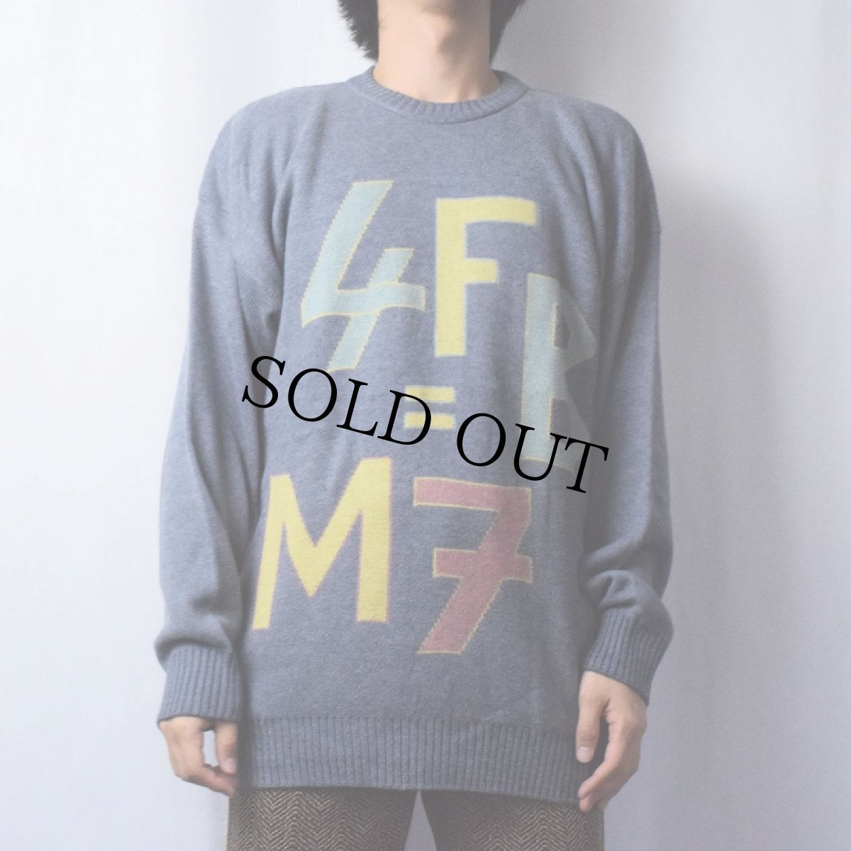 画像2: "4F=B M7" 柄織り スキーニットセーター XL (2)
