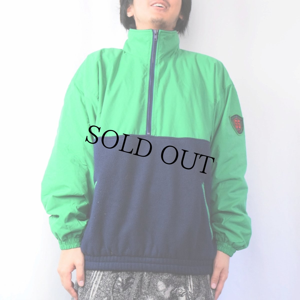 画像2: 90's GAP フリース切り替え ハーフジップ ナイロンジャケット M (2)