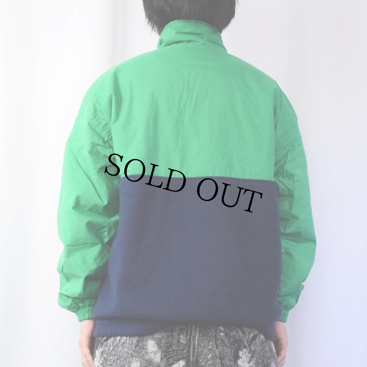 画像3: 90's GAP フリース切り替え ハーフジップ ナイロンジャケット M (3)